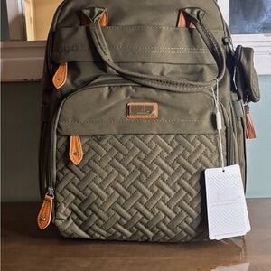 Stylish Olive Backpack with Tan Details
